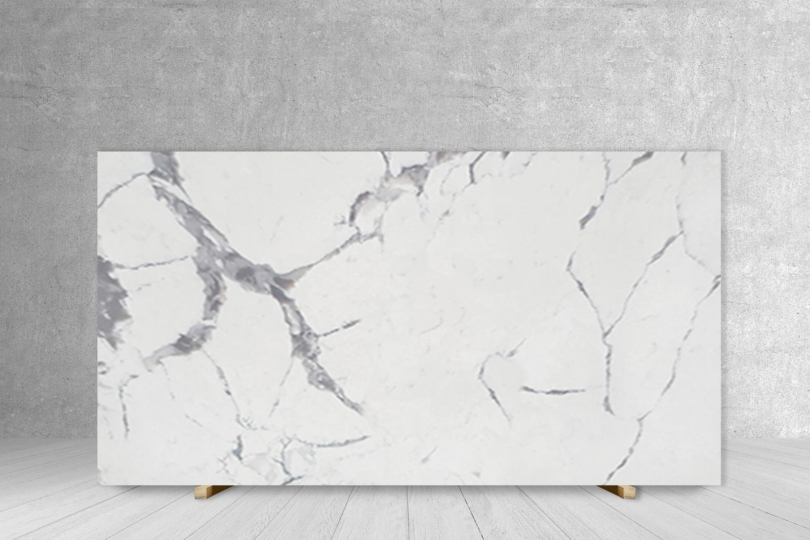 AQ Invisible Light quartz slab, polished white with grey veining, 126 x 63, 3/4 in countertop material.
