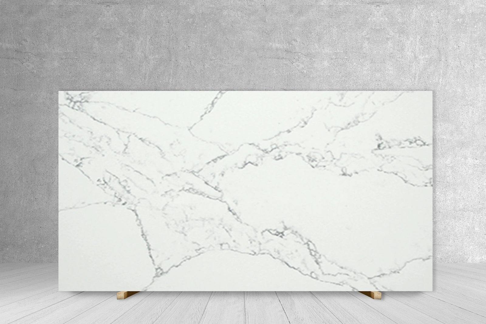 Quartz Slab AQ Statuario Fantastico polished countertop slab, white with gray veining, 126 x 63 cm, Tilehouz