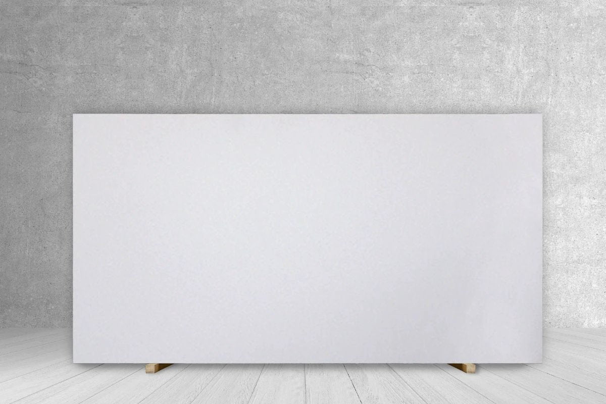 AQ BIANCO PURO quartz slab for countertops, polished white, 124 x 77 cm