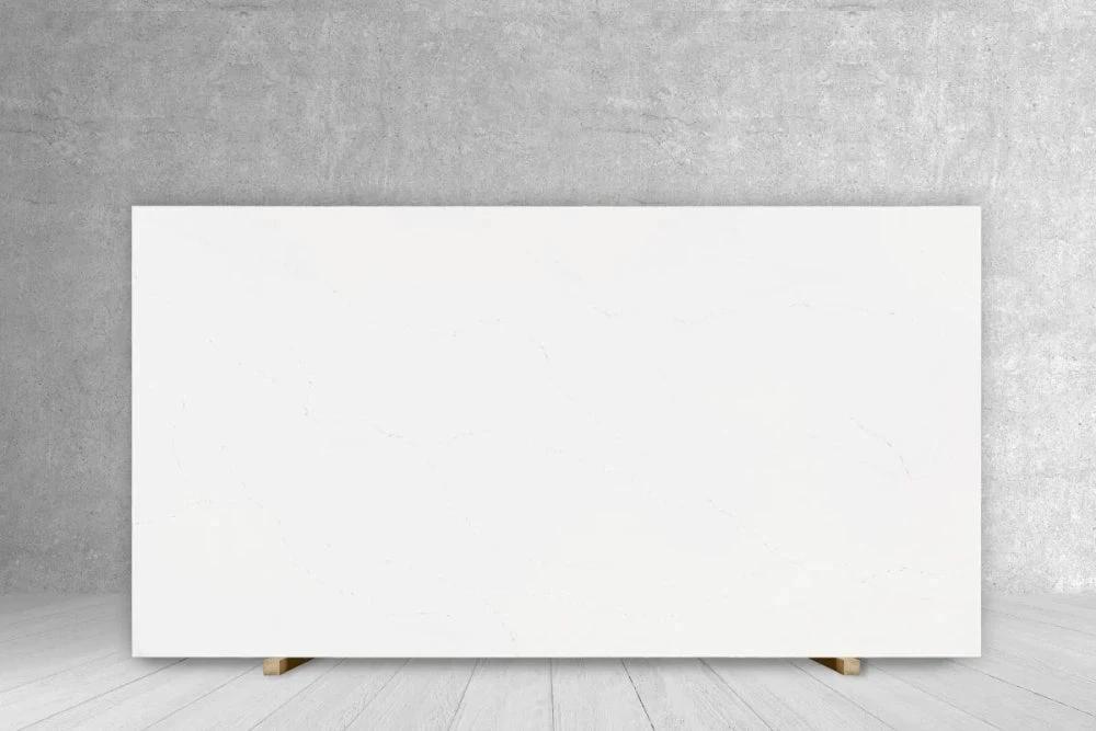 Quartz slab AQ Calacatta Bianco, polished white countertop by Tilehouz, 126 x 63 cm