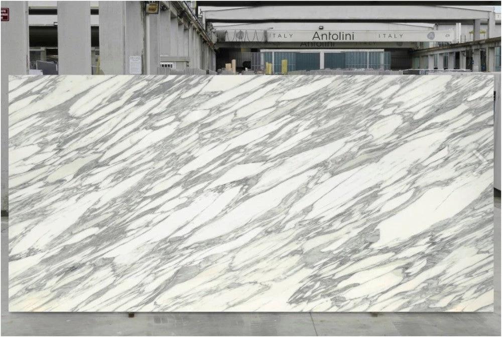 Porcelain slab ARABESCATO CORCHIA TECH, polished 1/2-in, gray-veined white countertop slab 126x63 cm