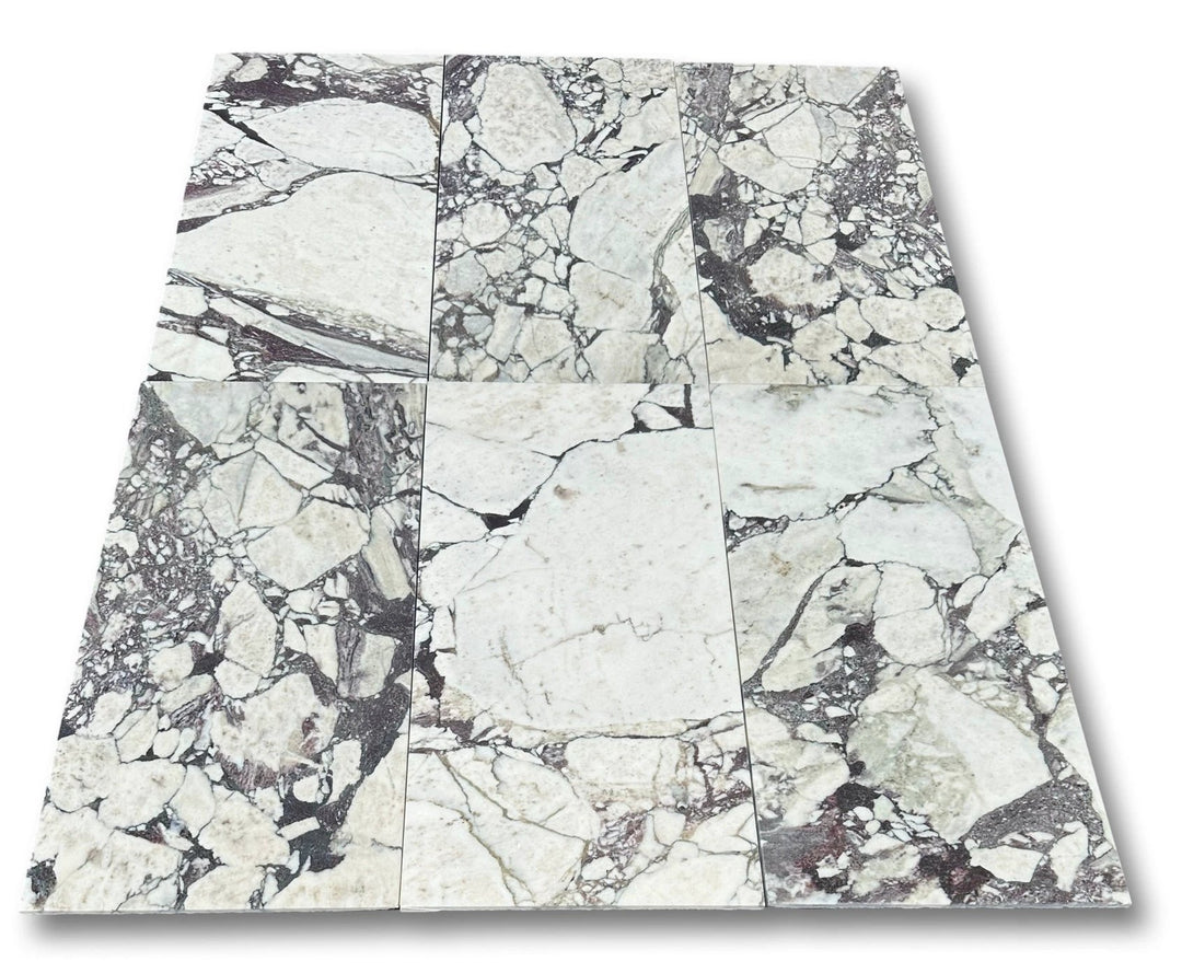 Calacatta Viola marble tile, 12x24, six-piece wall &amp; ceiling tile mosaic by Tilehouz
