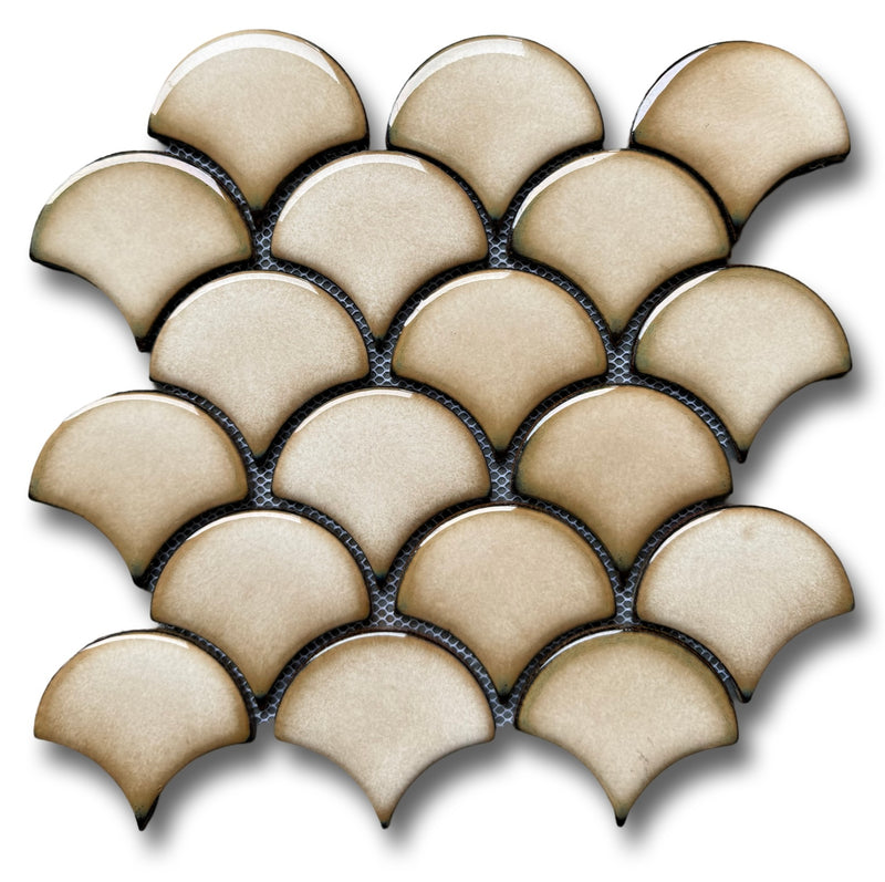 Allen + Roth Glossy Caramel Scallops Mosaic Wall Tile