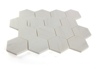 Bianco Dolomite 3” Hexagon Mosaic Polished/Honed (Premium)