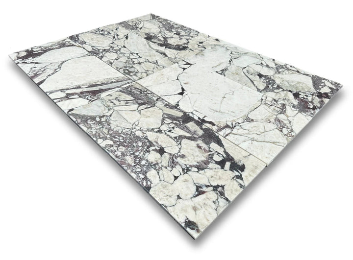 Calacatta Viola marble tile 12x24; white with dramatic gray-purple veining, wall &amp; ceiling tile (set of 4)