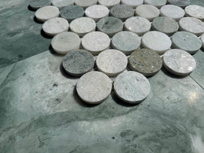 Ming Green Marble Large 2” Penny Mosaic
