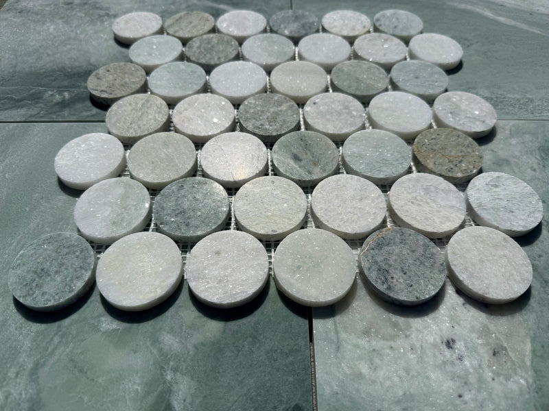 Ming Green Marble Large 2” Penny Mosaic