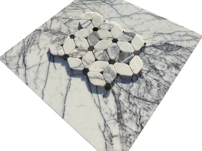 Lilac Marble Floral Pattern Polished Mosaic