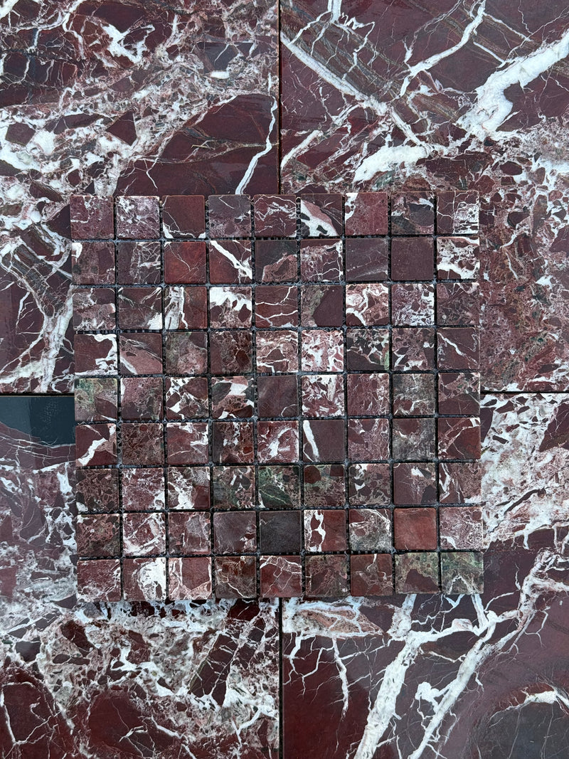 Rosso Levanto Marble 1 3/8 x 1 3/8 Square Mosaic-Tumbled