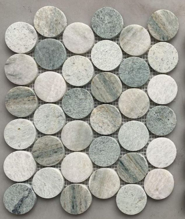 Ming Green Marble Large 2” Penny Mosaic