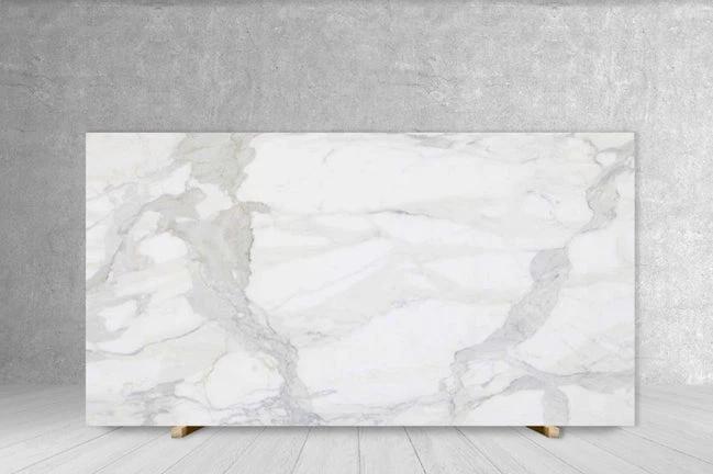 Marble slab Calacatta WOW honed, white with gray veining, countertop slab 138 x 75 cm