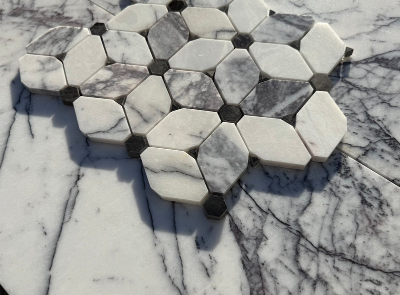 Lilac Marble Floral Pattern Polished Mosaic