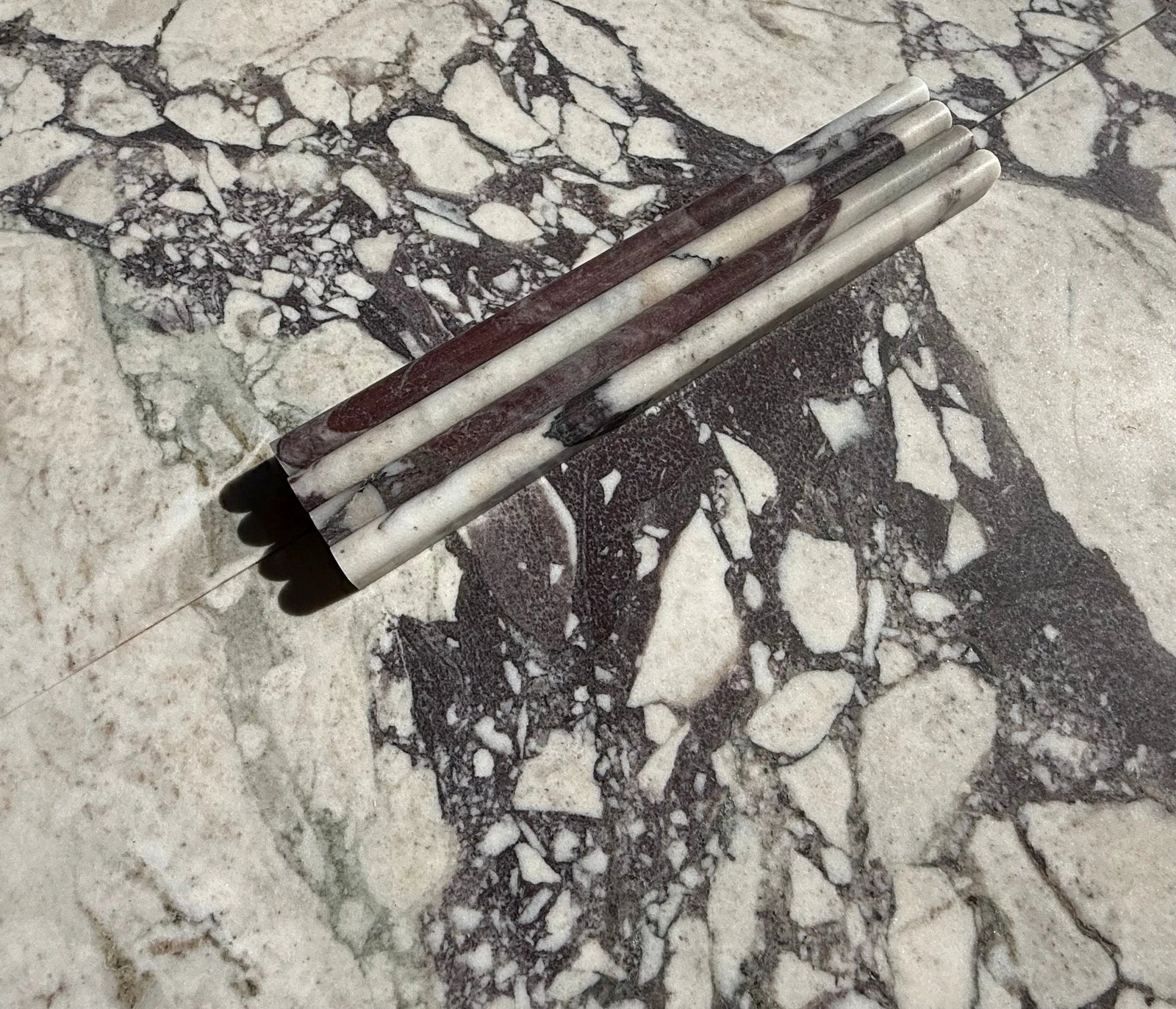 Calacatta Viola marble 1/2 pencil liner tiles, 5-piece set for wall & ceiling