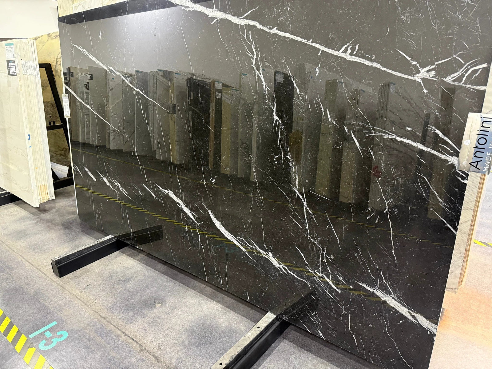 Marble slab Nero Marquina Black Moon, polished with white veining, 116 x 68 cm, 3/4 in thick