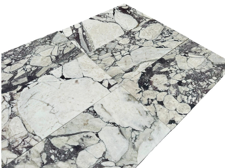 Calacatta Viola marble tile 12x24 by Tilehouz, wall &amp; ceiling tile, white with dramatic gray veining