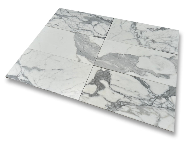 Statuario Premium Italian Marble 12x24 Tile Polished&Honed