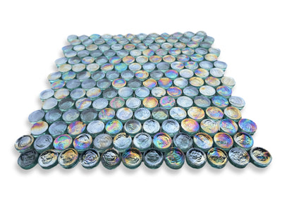 Malibu Turquoise Penny 12.25x12.25 Glass Mosaic