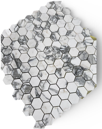 Arabescato Marble 2” Hexagon Mosaic (Custom Order)