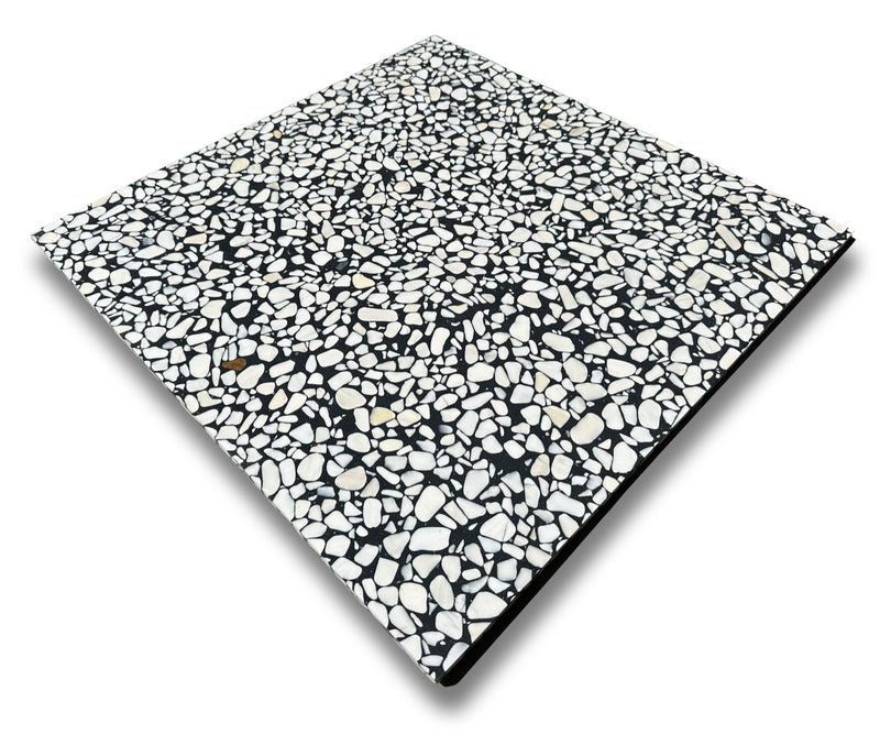 Terrazzo Arctic Black Polished Tile 24x24