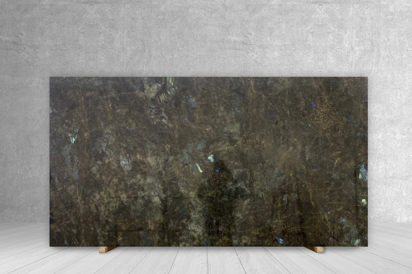 Granite APHRODITE LEMURIAN BLUE extra polished slab for countertops; dark brown with blue flecks, 106 x 62