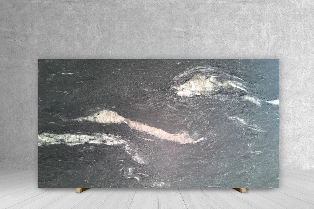 Granite Slab Black Cosmic Leather 124x77 with white veining and natural texture suitable for countertops