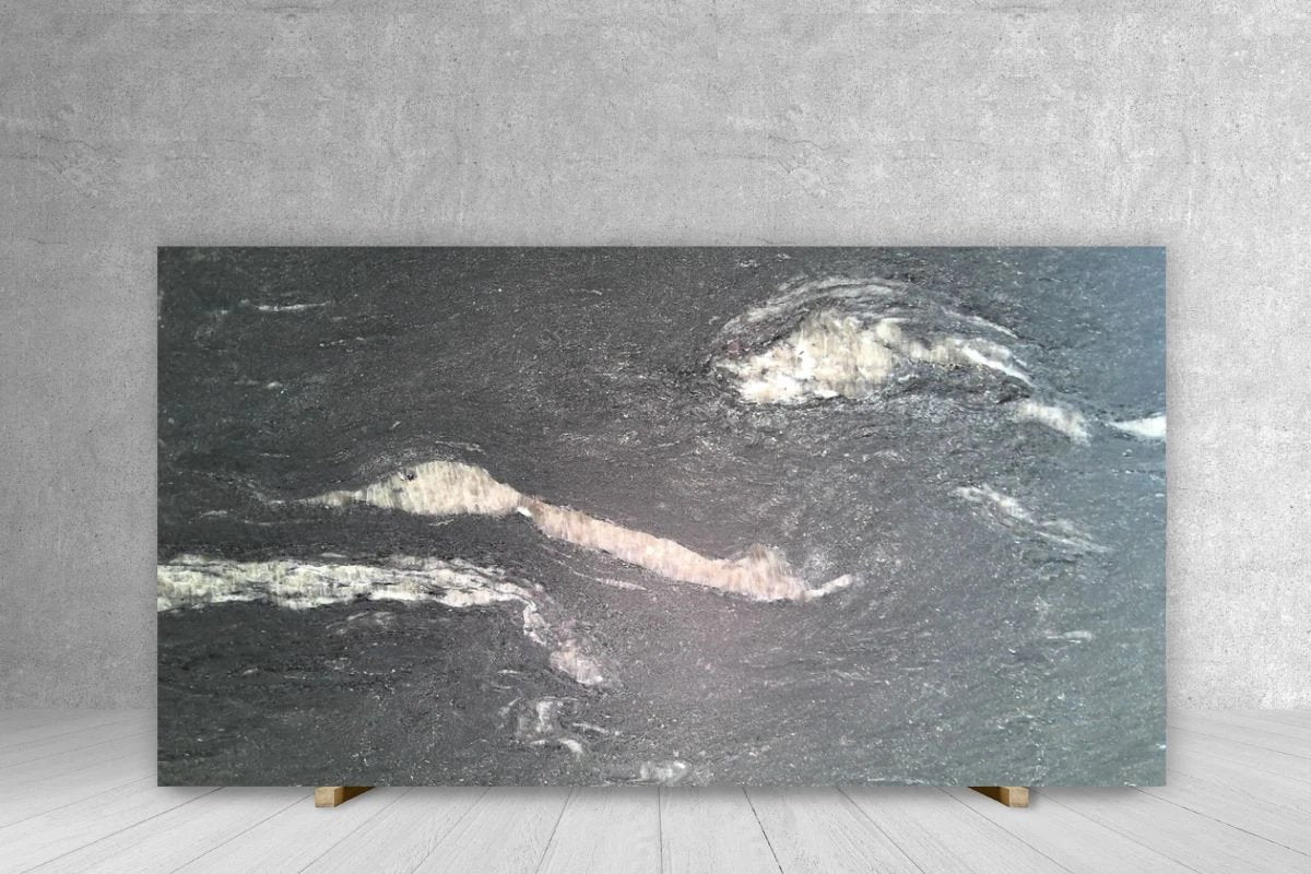 Granite Slab Black Cosmic Leather 124x77 with white veining and natural texture suitable for countertops