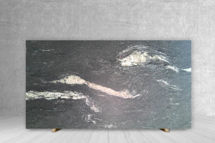 Granite Slab Black Cosmic Leather 124x77 with white veining and natural texture suitable for countertops