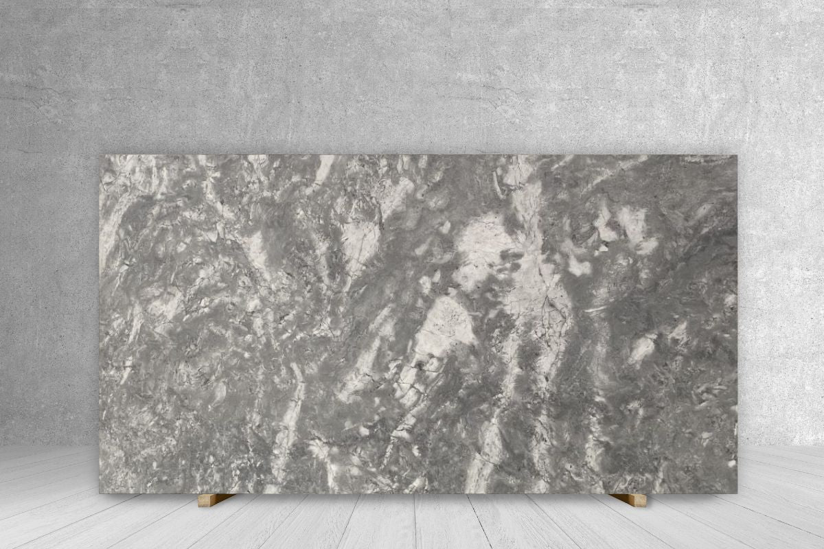 Dolomite Superwhite Arabesco honed granite slab for countertops, 131 x 78