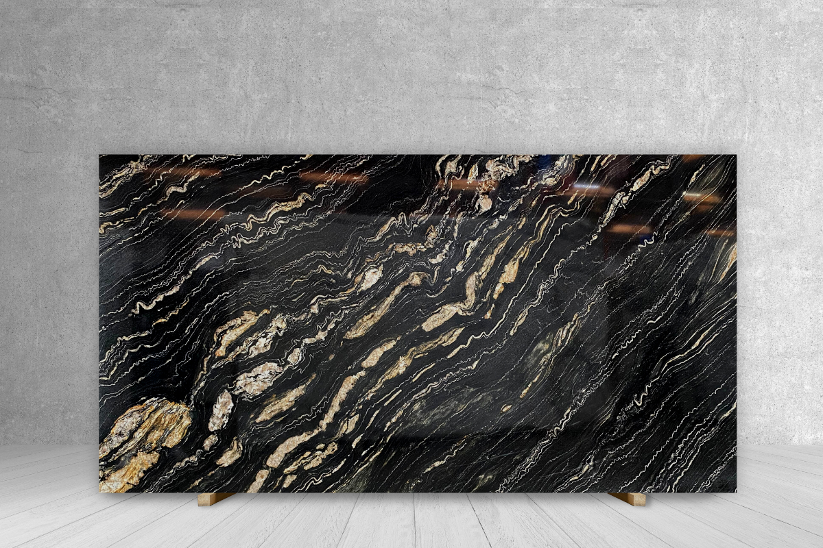 Granite slab Tropical Storm Gold polished countertop by Tilehouz, 119 x 76