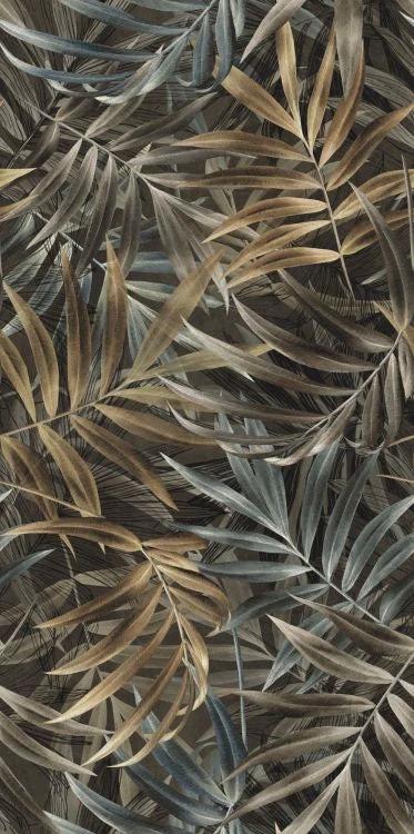 Sable Jardin 02 matte porcelain tile, palm leaf pattern in brown and gray, 24 x 48, Tilehouz wall & ceiling tile.
