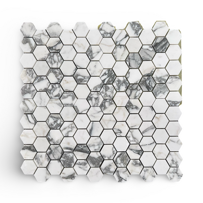 Arabescato Marble 2” Hexagon Mosaic (Custom Order)