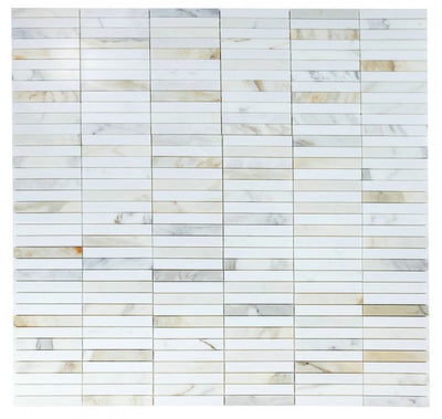 Long Slot Calacatta Gold & Thassos Marble Polished Mosaic