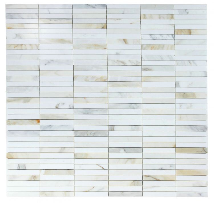 Long Slot Calacatta Gold & Thassos Marble Polished Mosaic