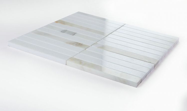 Long Slot Calacatta Gold & Thassos Marble Polished Mosaic