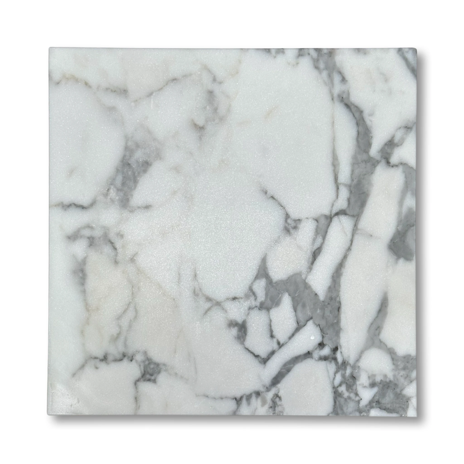 Statuario marble tile 12x12 by Tilehouz; Italian white with gray veining