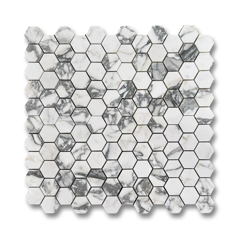 Arabescato Marble 2” Hexagon Mosaic (Custom Order)