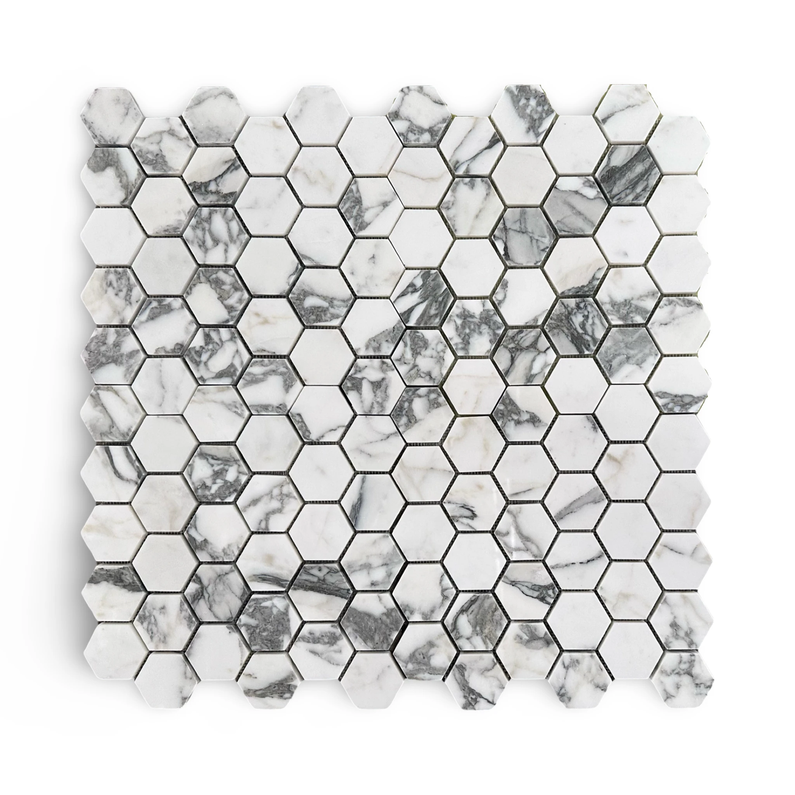 Arabescato Marble 2-inch Hexagon Mosaic, Italian marble wall and ceiling tile by Tilehouz