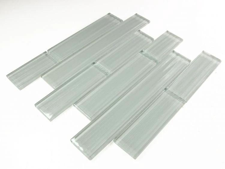 Casale silver grey glass mosaic tiles, multi-size strips, Tilehouz wall and ceiling tile