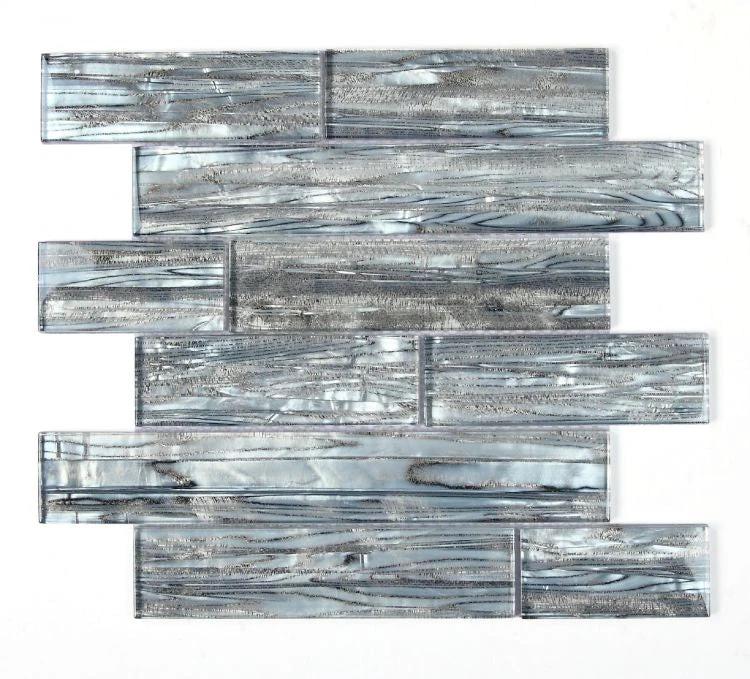 Casale Shell Silver glass mosaic tile by Tilehouz, multi-size wall & ceiling tile
