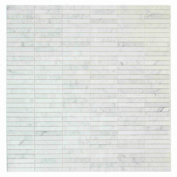 Carrara Marble Slot Mosaic Tile by Tilehouz, honed finish, 1x6 strips sheet for wall &amp; ceiling.