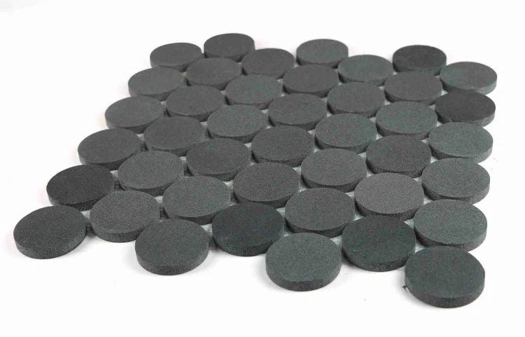 Black basalt stone 2-inch penny-round mosaic tile for wall and ceiling