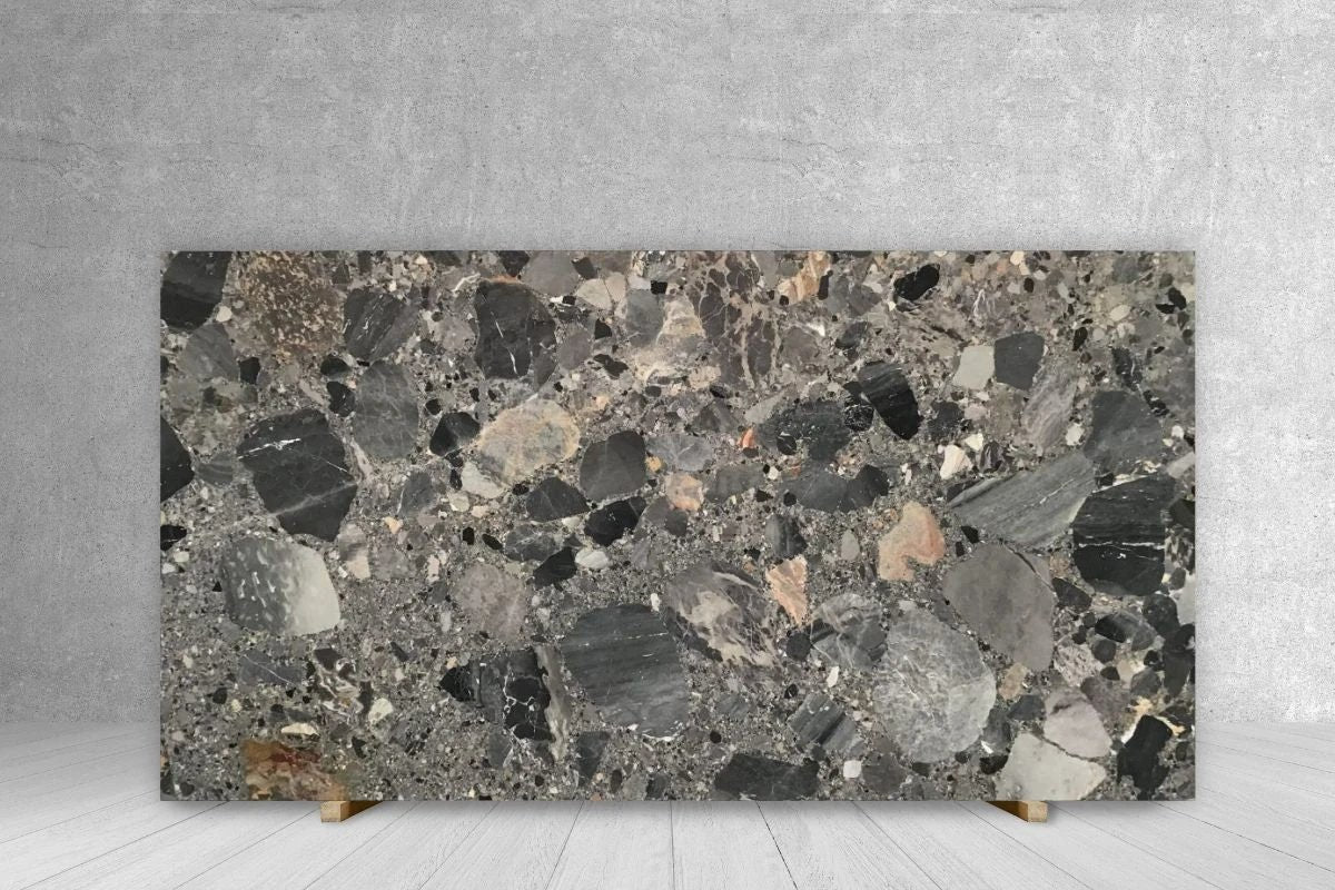 Marble Ceppo Grey honed slab, Tilehouz countertop slab, 3/4 in thick, 107 x 61 cm