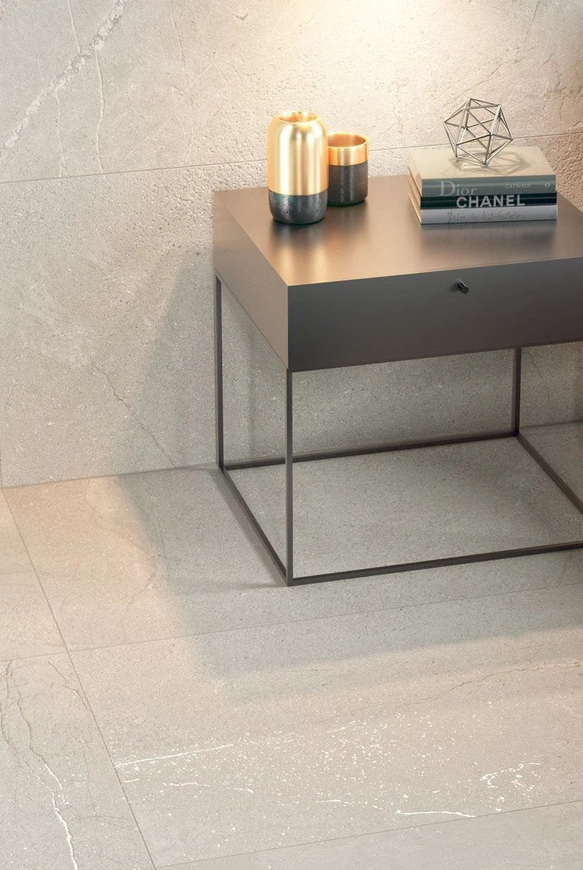 Victoria White porcelain tile 24x24 for modern interiors.
