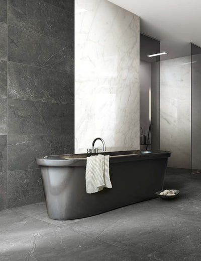 Stontech Stone.06 Black Slate-Hammered R11 24 x 48 Porcelain Tile