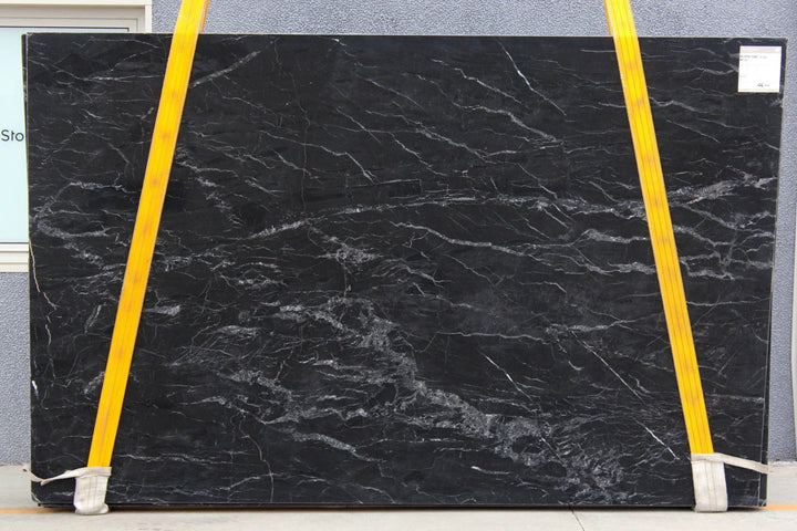 Tilehouz Marble Slab Noirblanc polished, 118 x 74, black with white veining.