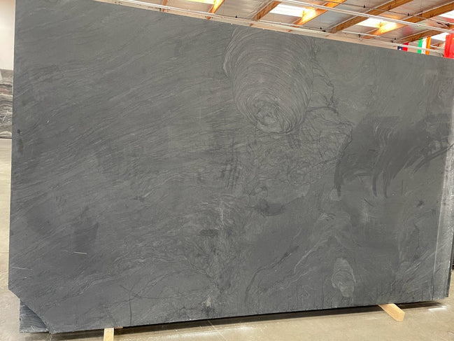 Quartzite Piombo Leather slab by Tilehouz for countertops, dark gray with subtle veining, exotic Piombo, 129 x 78