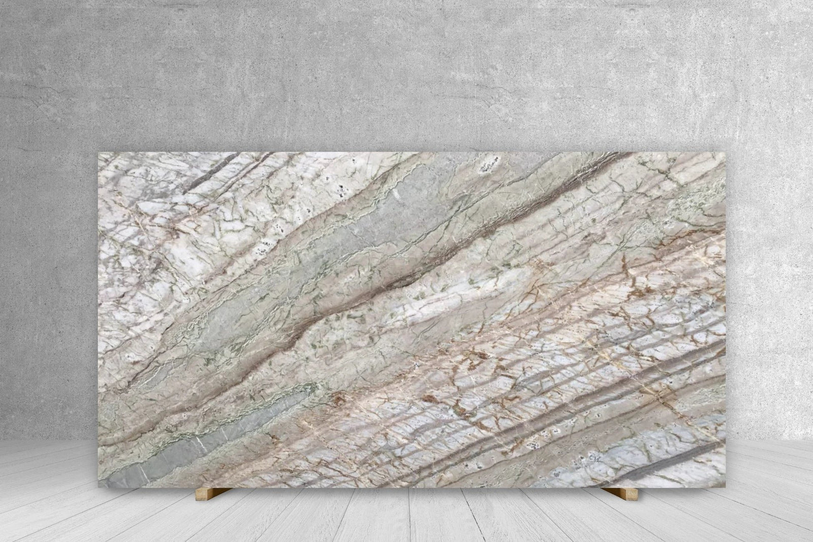Quartzite Corteccia polished slab 123 x 78 in beige with gray veining for countertops by Tilehouz