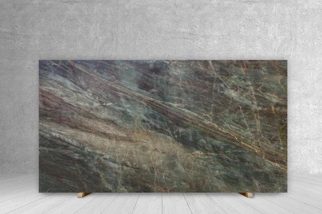 Quartzite emerald green polished slab by Tilehouz for countertops, 115 x 64