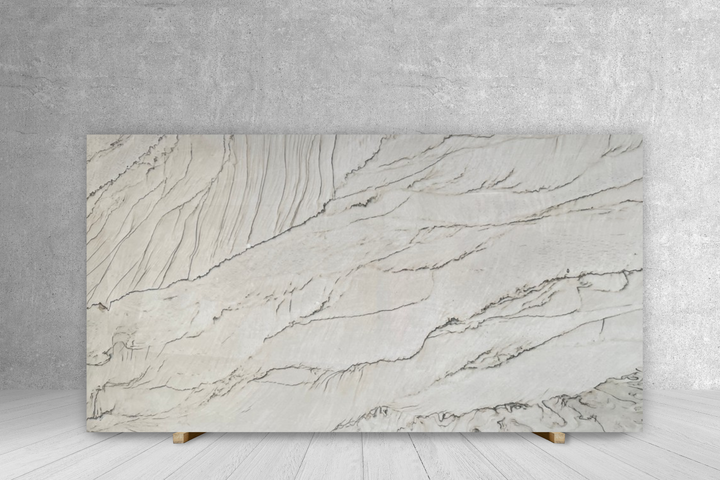 Quartzite slab Tilehouz Kalahari Fenice White Duna, polished countertop slab 126 x 79