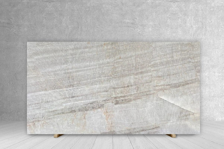 Quarzite Slab Renoir Leather exotic countertop by Tilehouz, 122x66 with light gray veining